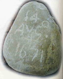 pietra con scritta '14 AUG. 1671'