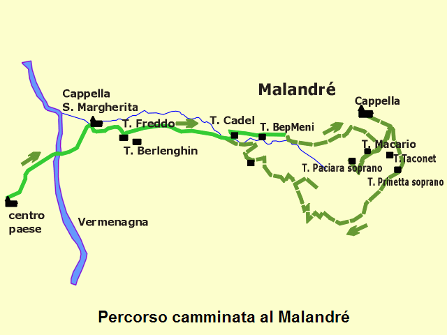 mappa del Malandré in italiano