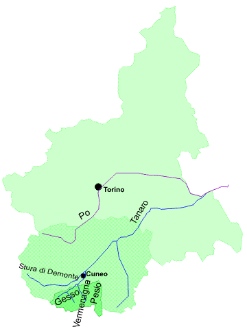 Mappa territorio su Piemonte